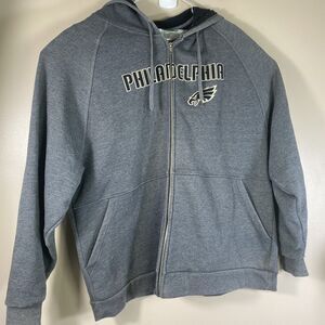 Vintage Reebok NFL Philadelphia Eagles Embroidered Gray Zip Hoodie Men’s  XL